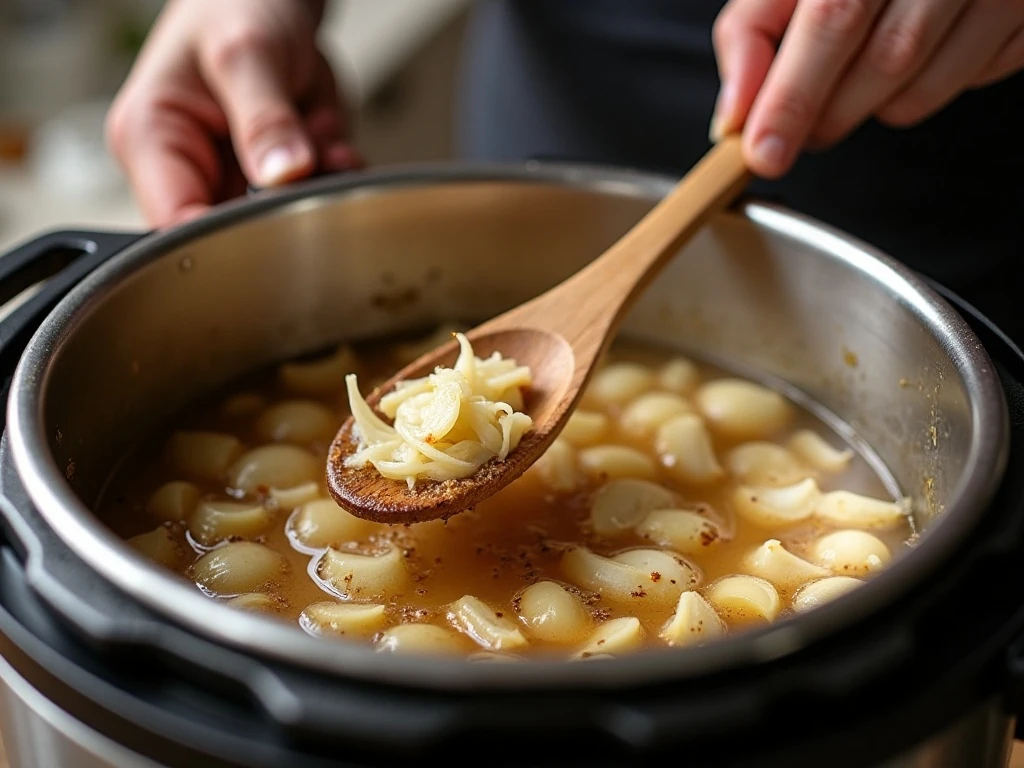 Deglazing the Instant Pot to prevent a Burn warning and build gravy flavor