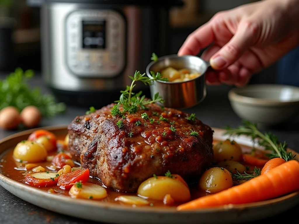 Preparing chuck roast and vegetables in an Instant Pot