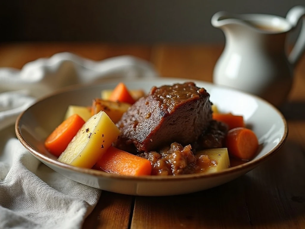 Leftover Instant Pot pot roast reheated with vegetables and gravy