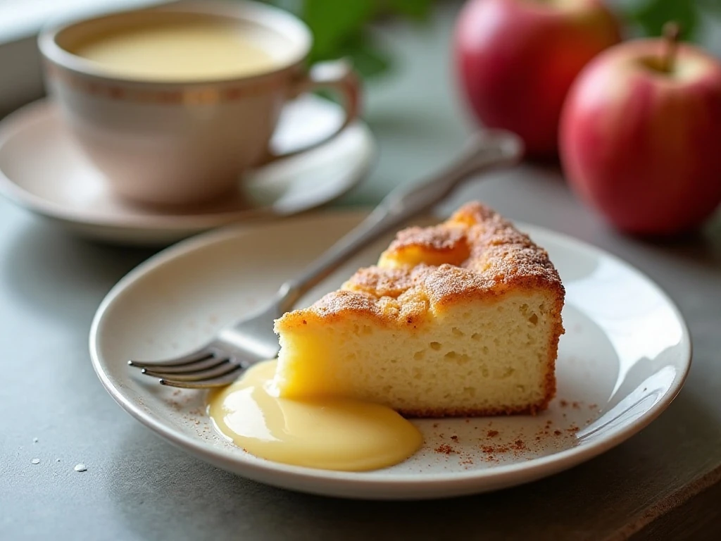 Irish apple cake slice ready to reheat and serve