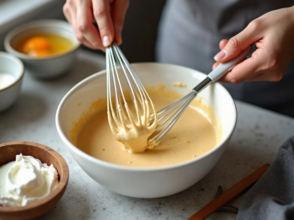 Cooled coffee and sour cream used to make moist coffee cake batter