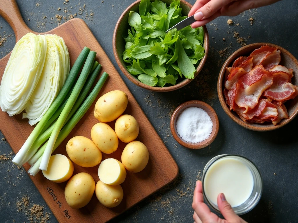Ingredients for traditional Irish colcannon