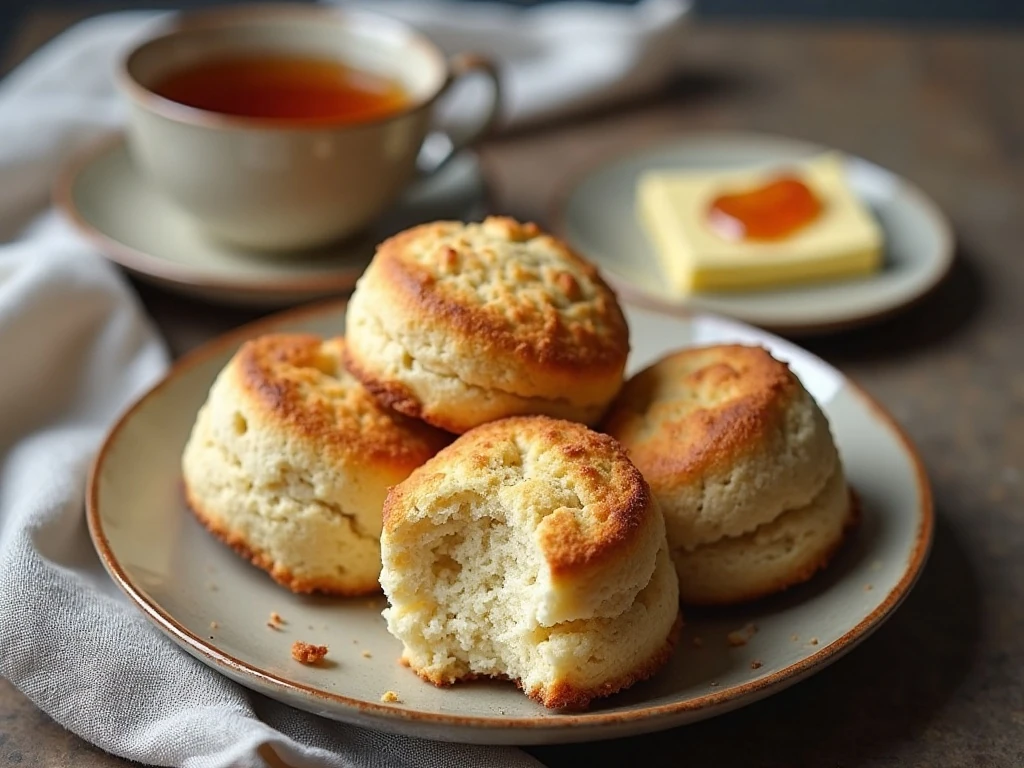 Warm Irish soda bread scones served with tea and jam