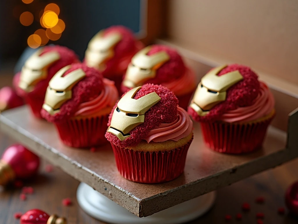 Iron Man cupcakes ready for serving