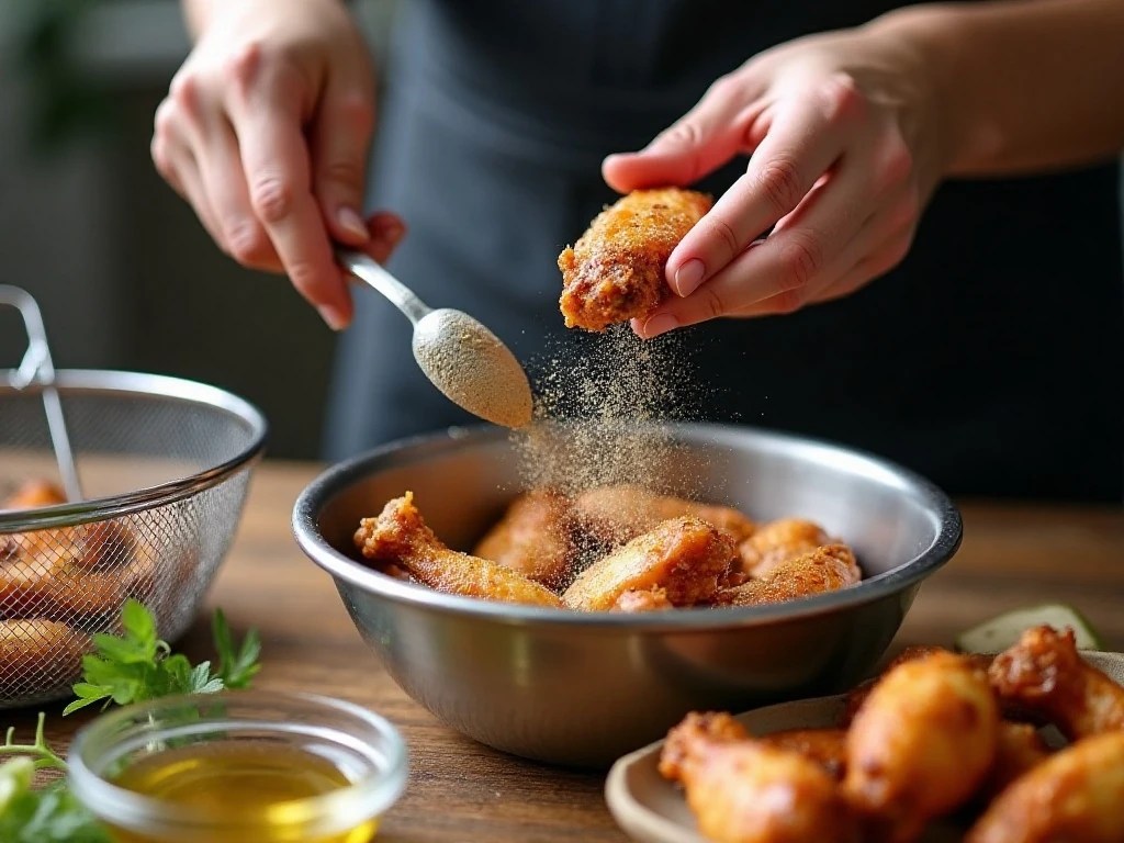 Seasoning chicken wings before air frying