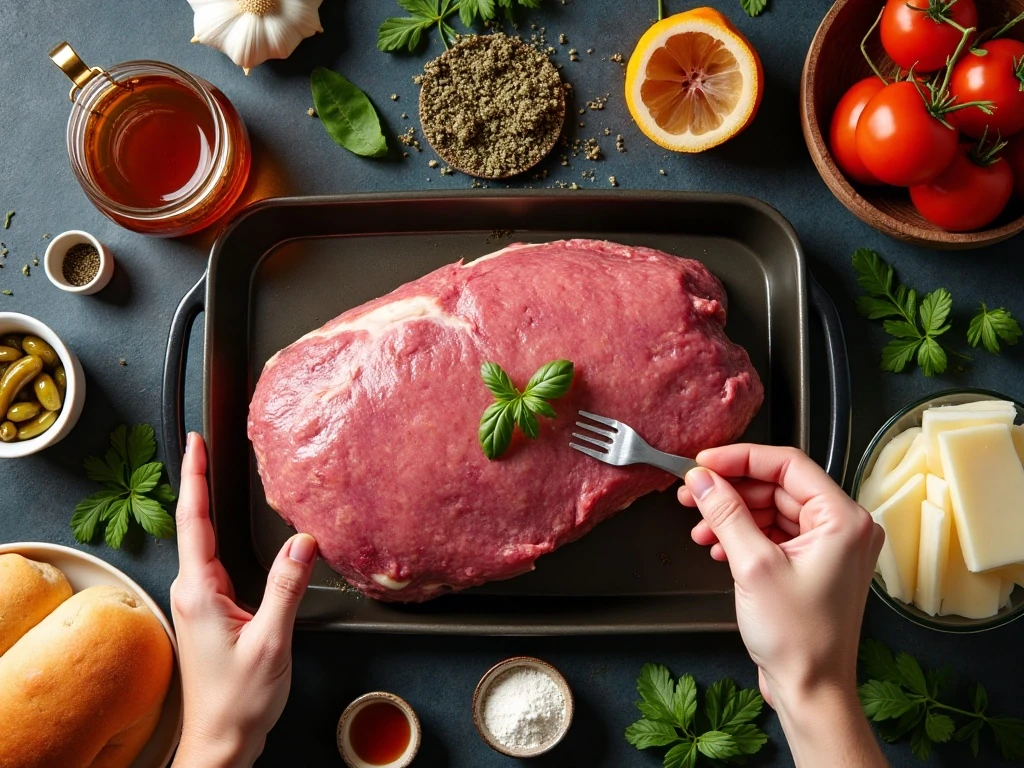 Ingredients for easy crockpot Italian beef