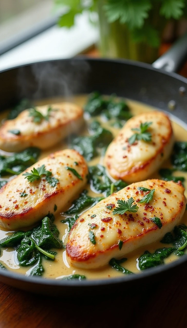 Italian Chicken Spinach Delight Recipe with Creamy Parmesan Sauce