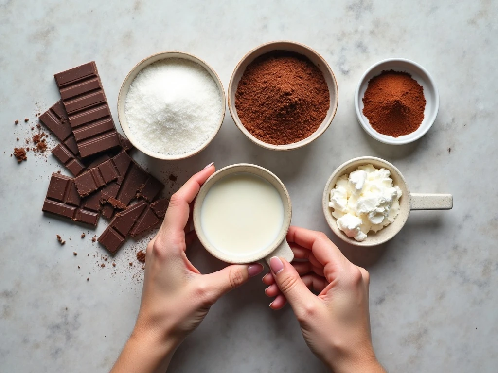 Ingredients for decadent Italian hot chocolate
