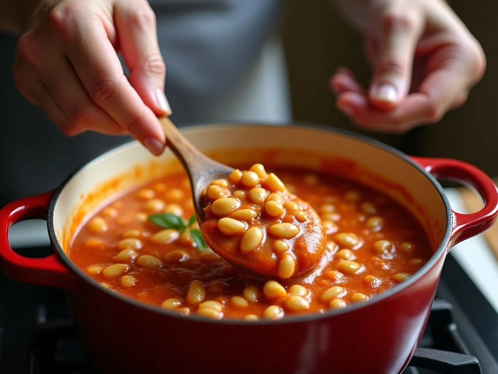 Mashing beans to thicken Italian sausage soup