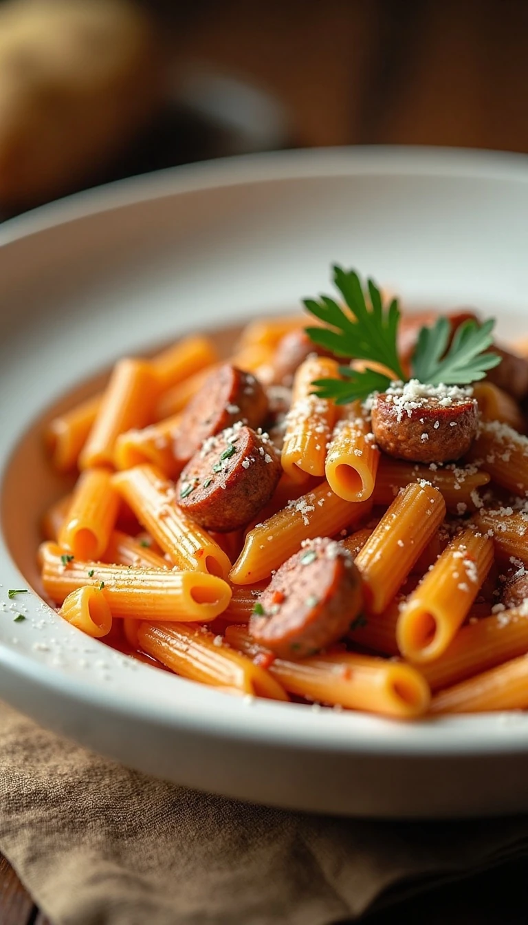 Creamy Italian Sausage Pasta Recipe with Tomato Parmesan Sauce
