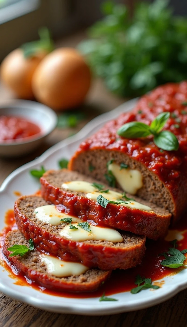 Classic Italian-Style Meatloaf Recipe with Marinara and Mozzarella