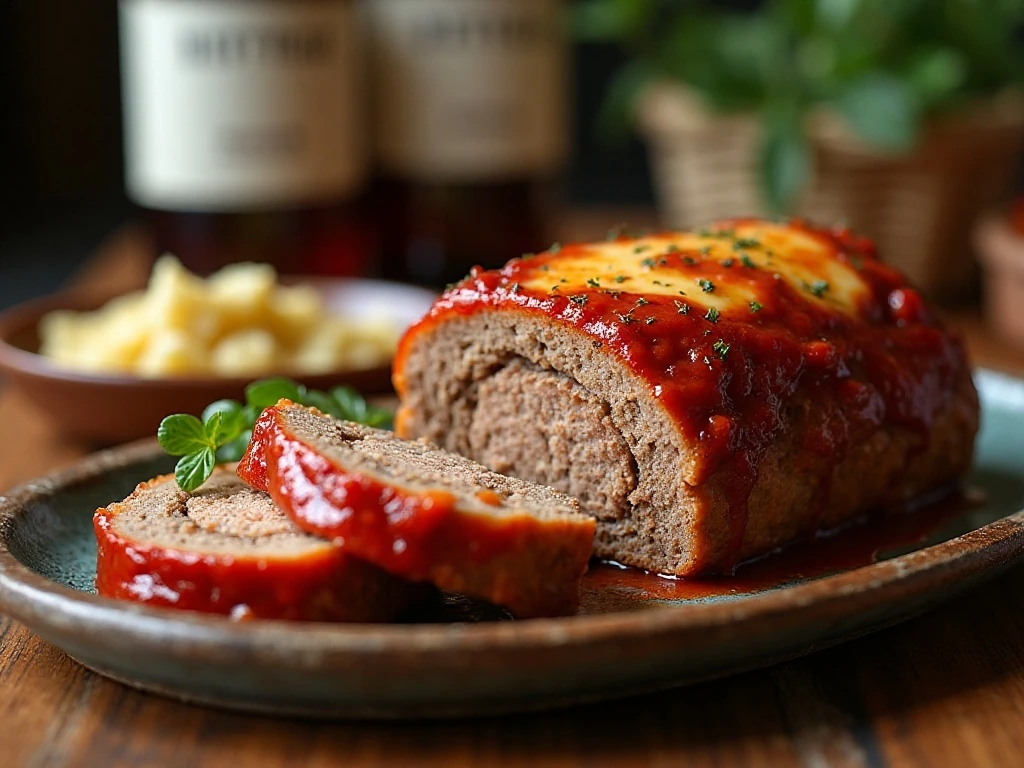 Sliced Italian-style meatloaf with marinara and mozzarella