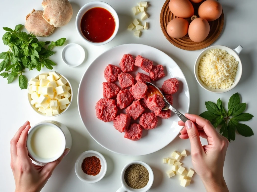 Ingredients for classic Italian-style meatloaf