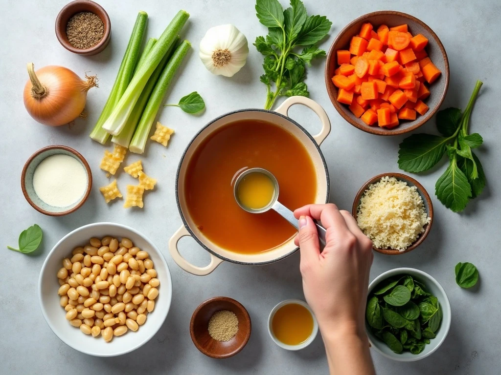 Ingredients for easy homemade Italian vegetable soup