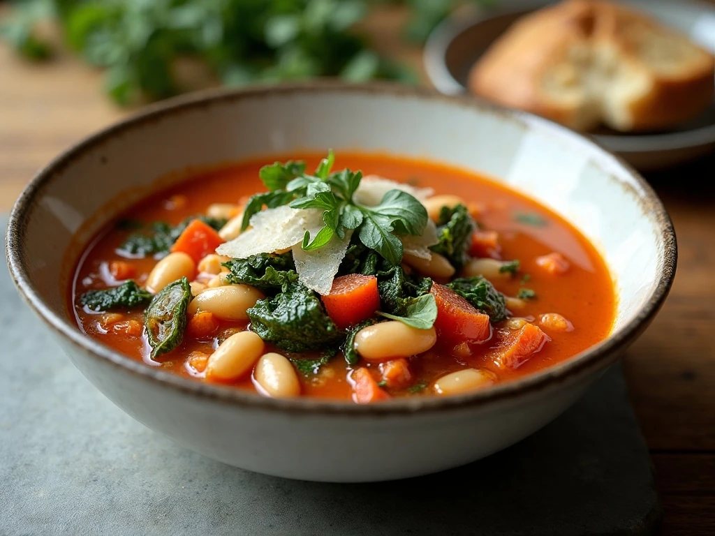 Finished bowl of homemade Italian vegetable soup