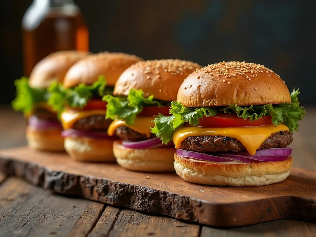 Jalapeño cheddar burgers with melted cheese and fresh toppings