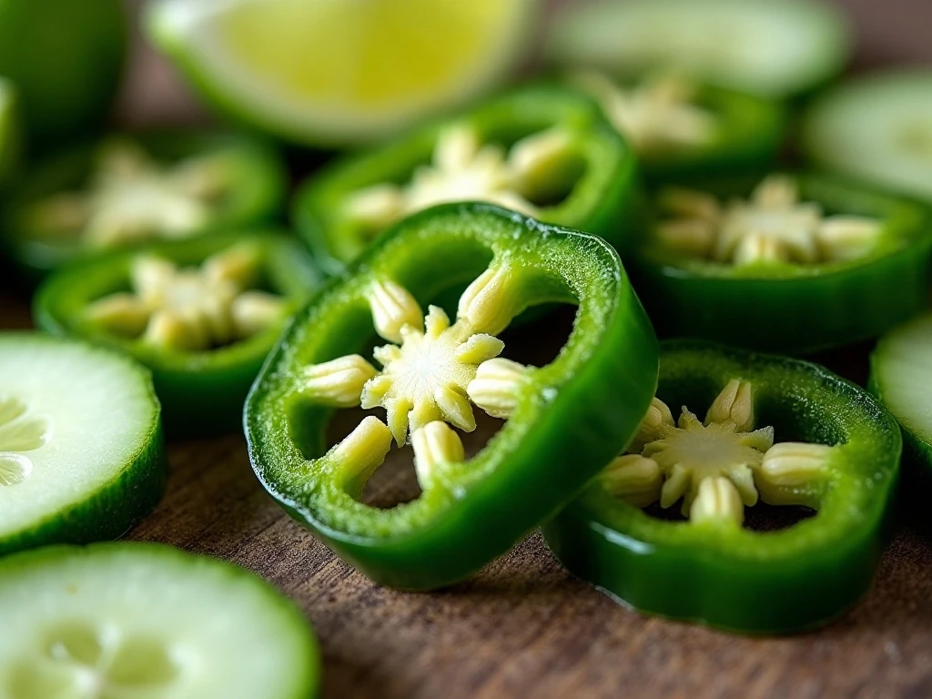 Jalapeño slices and cucumber garnishes for adjusting margarita heat