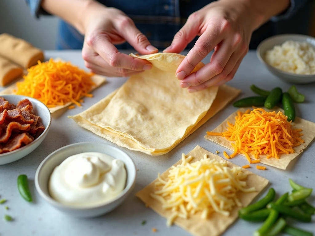 Ingredients for jalapeño popper baked wonton cups