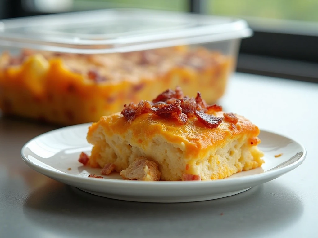 Stored and reheated jalapeno popper chicken casserole leftovers