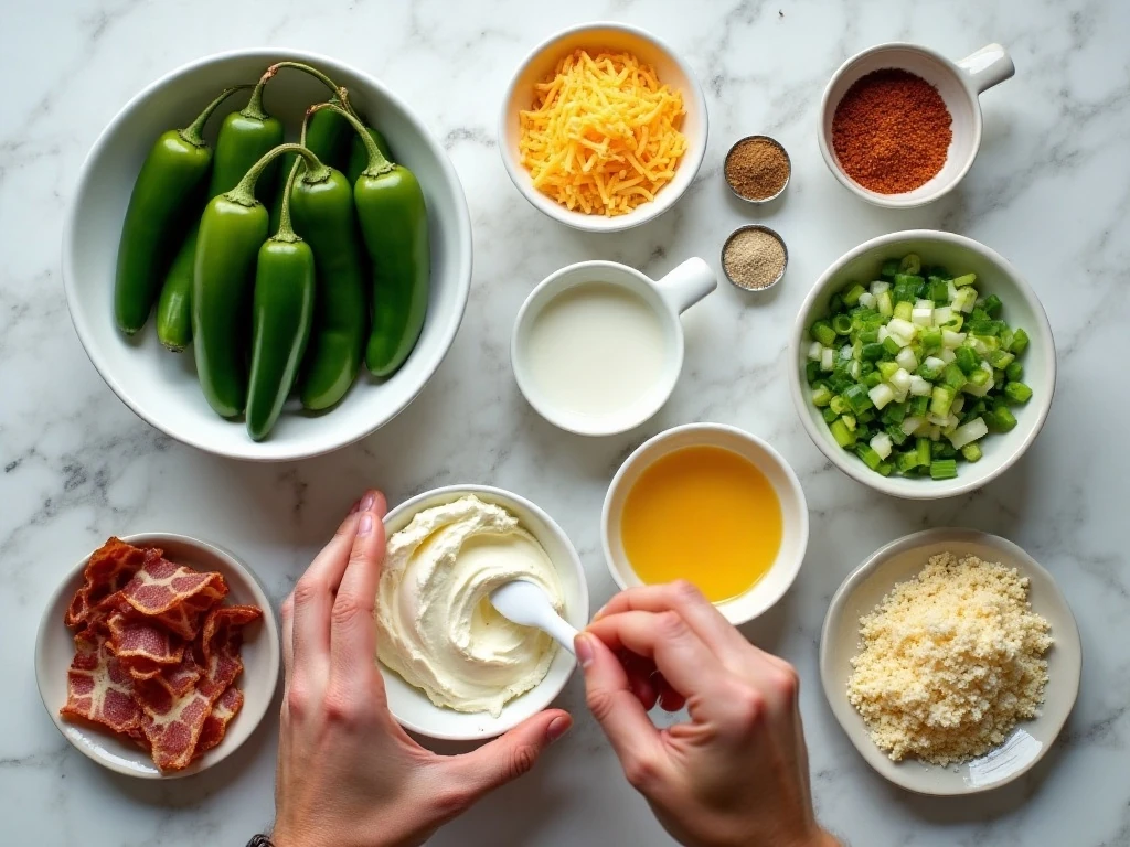 Ingredients for crispy baked jalapeño poppers