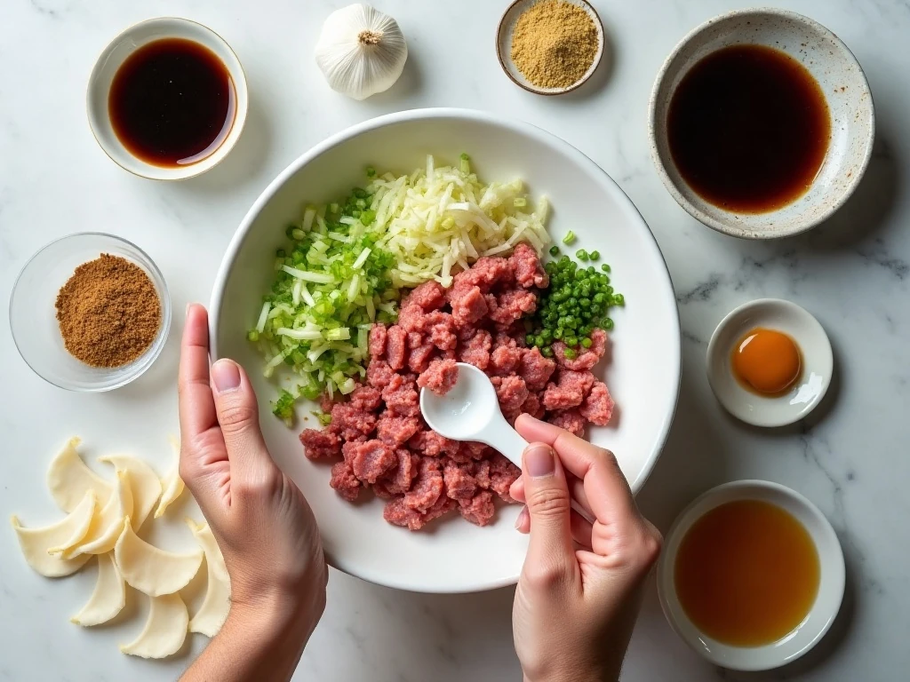 Ingredients for homemade Japanese pork gyoza