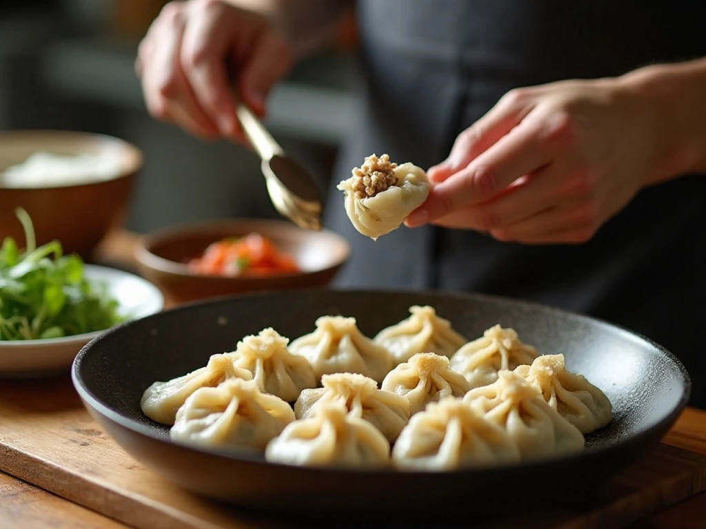 Preparing and pan-frying Japanese pork dumplings