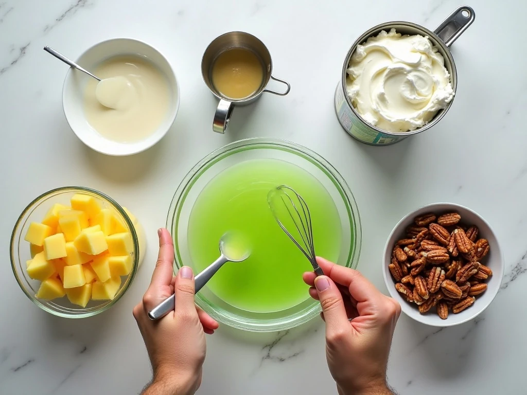Ingredients for lime Jello cottage cheese salad