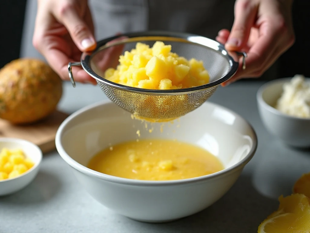 Draining crushed pineapple for the best Jello salad texture