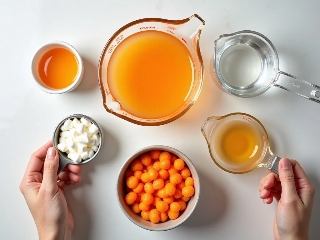 Ingredients for easy Jello orange fluff dessert