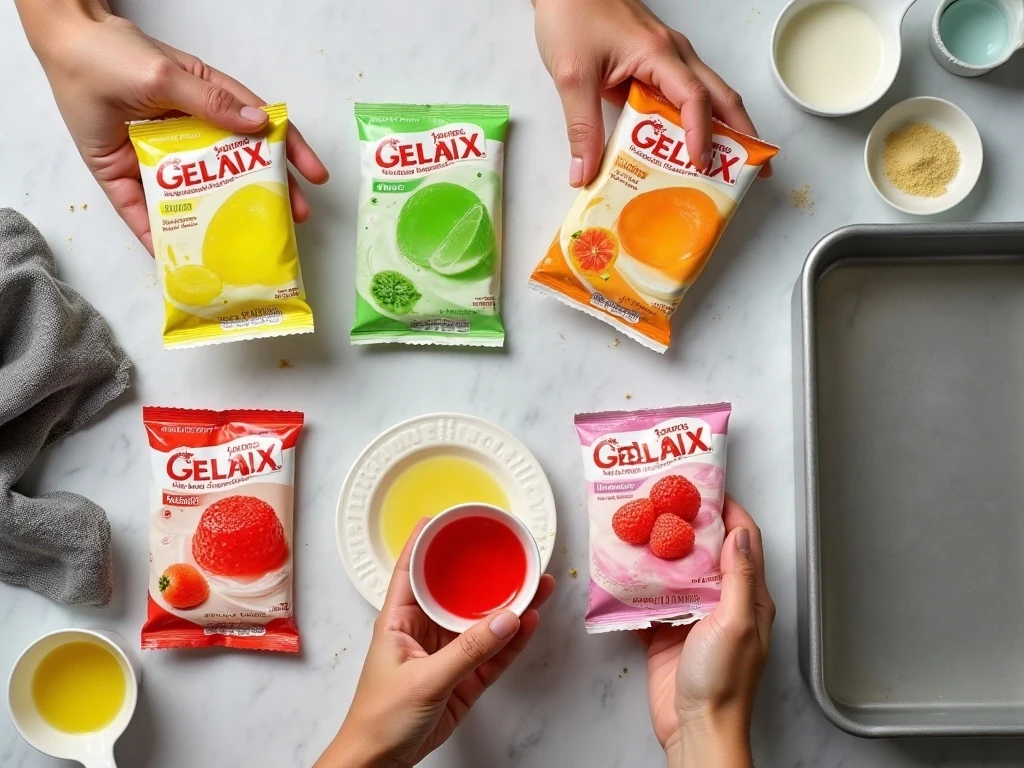 Ingredients for layered Jello ribbon squares