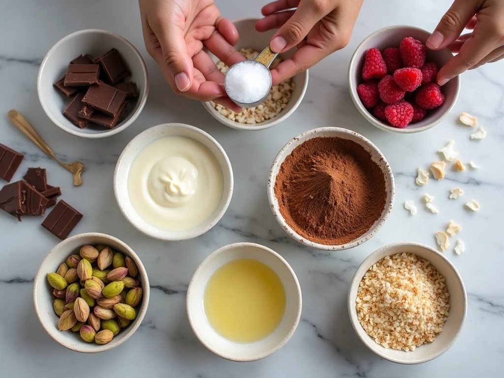 Ingredients for homemade chocolate ganache truffles