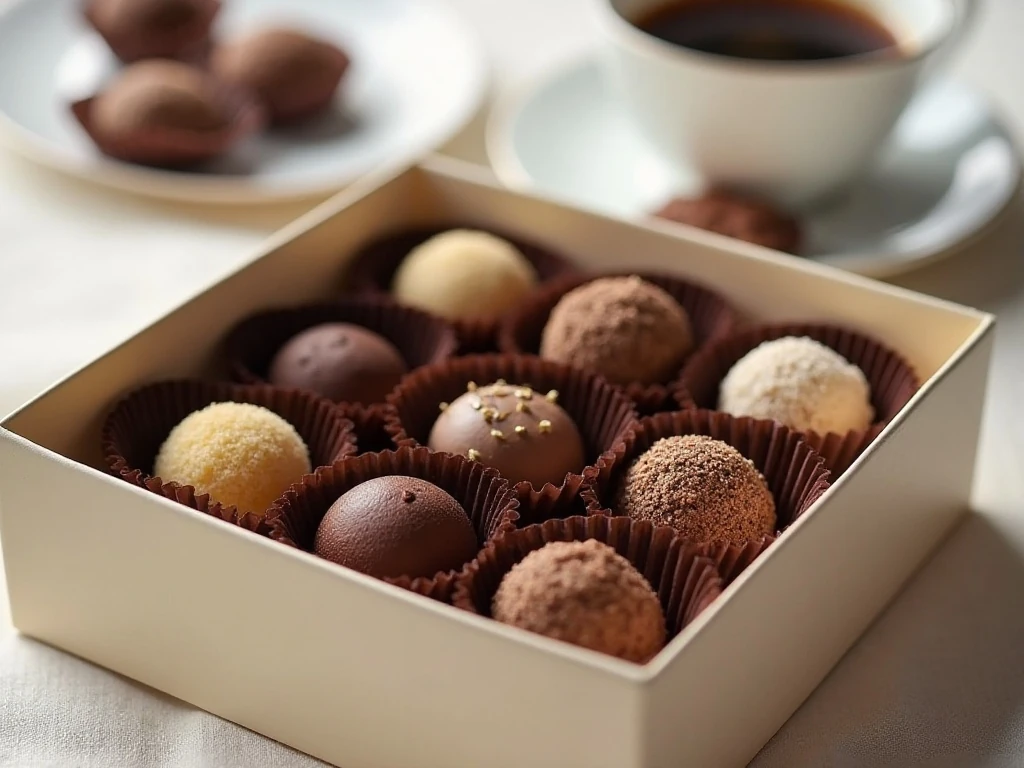 Jewel-Box Truffles arranged for gifting