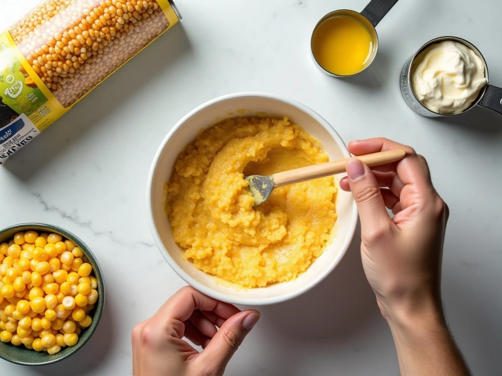 Ingredients for easy Jiffy corn casserole