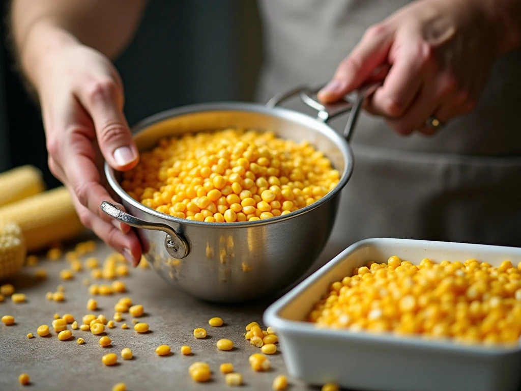 Draining whole-kernel corn for the best casserole texture