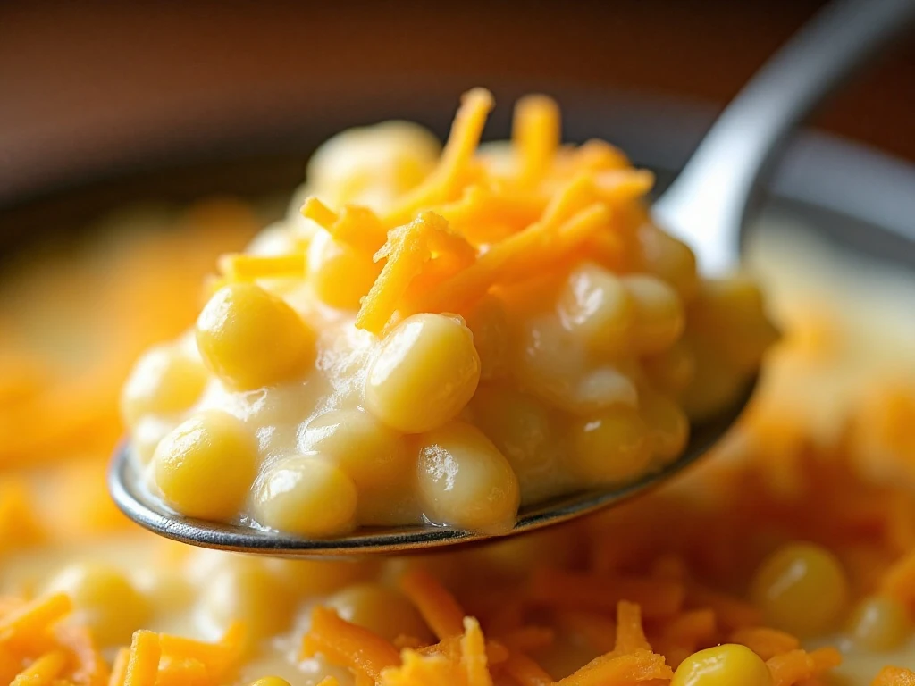 Cheesy variation of creamy Jiffy corn casserole