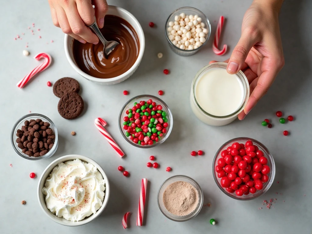 Ingredients for chocolate Jolly Holiday Dirt Cups