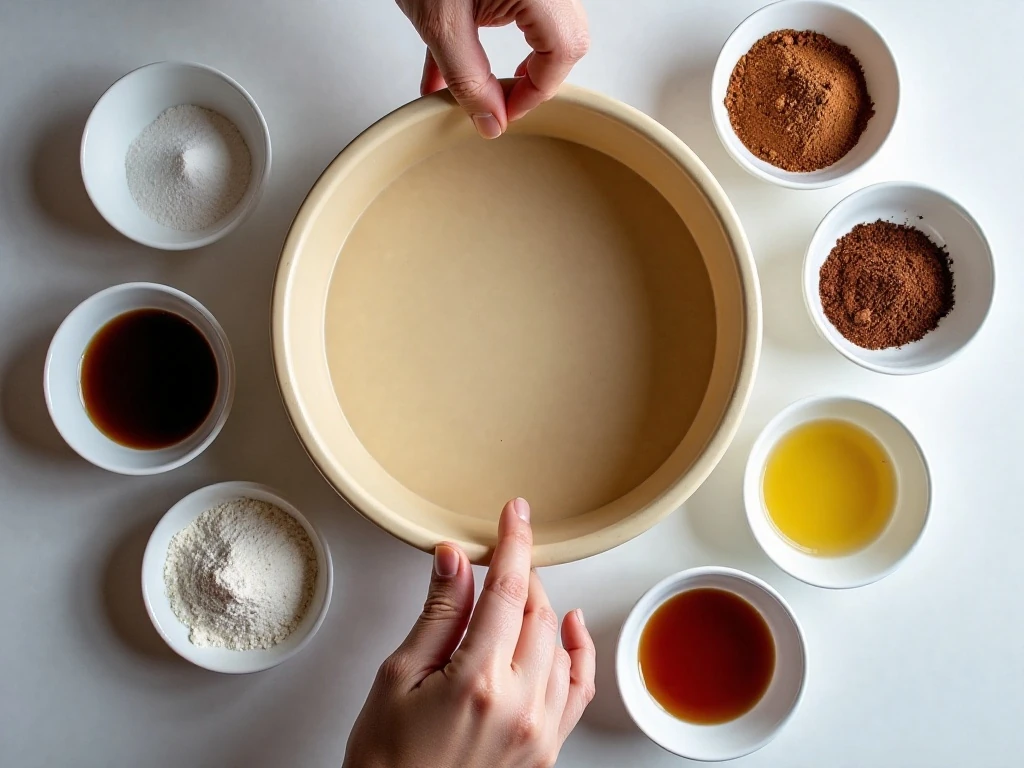 Measured ingredients for Kahlúa wacky cake