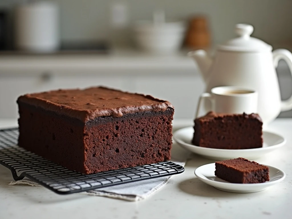Kahlúa wacky cake cooling and ready for storage