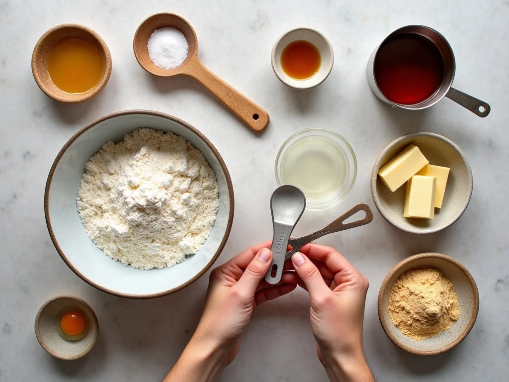 Ingredients for Kentucky butter cookies and bourbon glaze