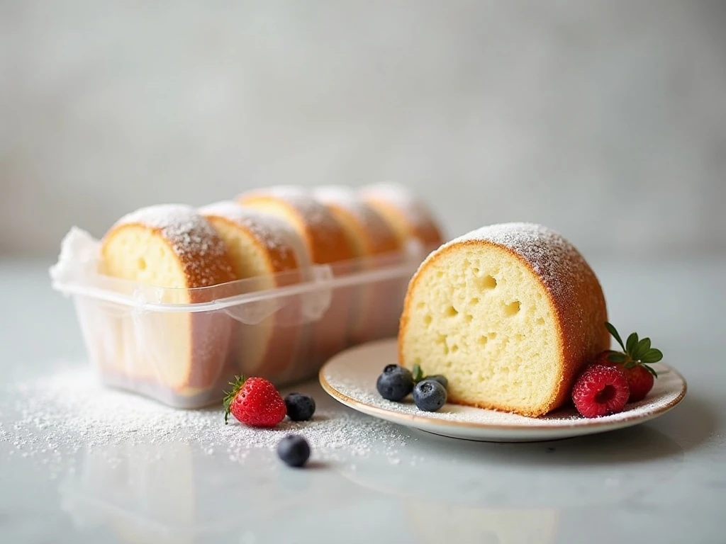 Stored slices of keto angel food cake ready for serving