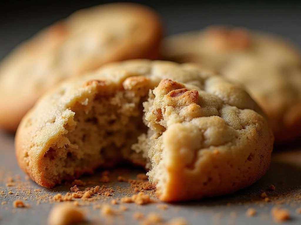 Chewy center of a low-carb banana cookie