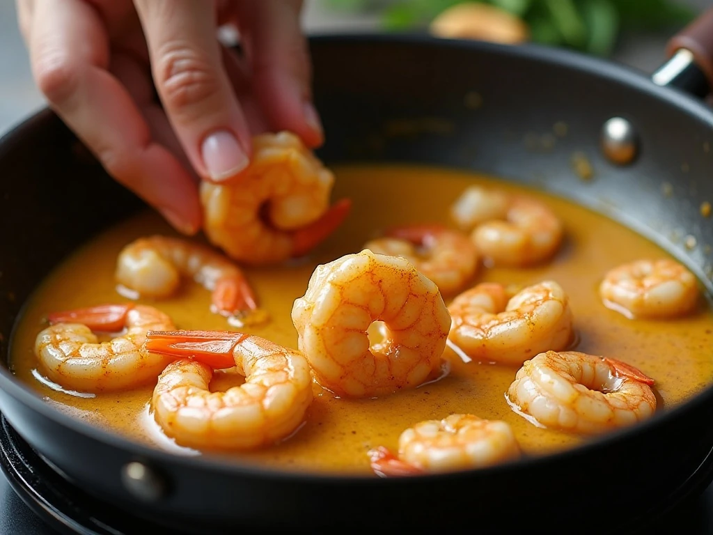 Tender shrimp in a silky coconut curry sauce