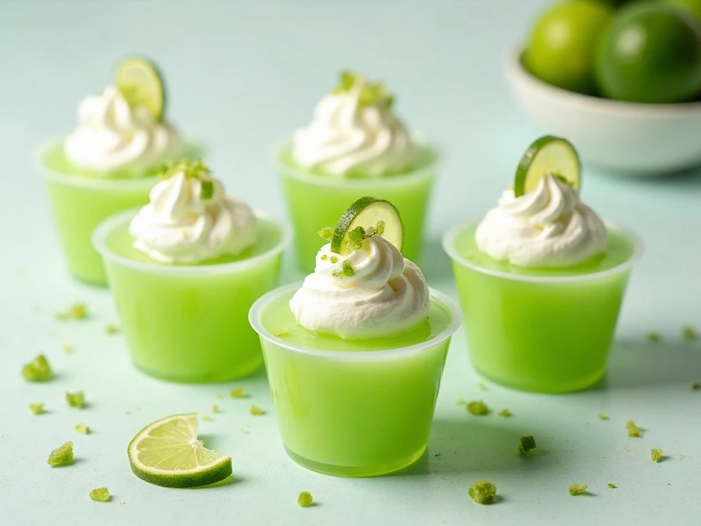 Individual servings of creamy keto key lime jello whips
