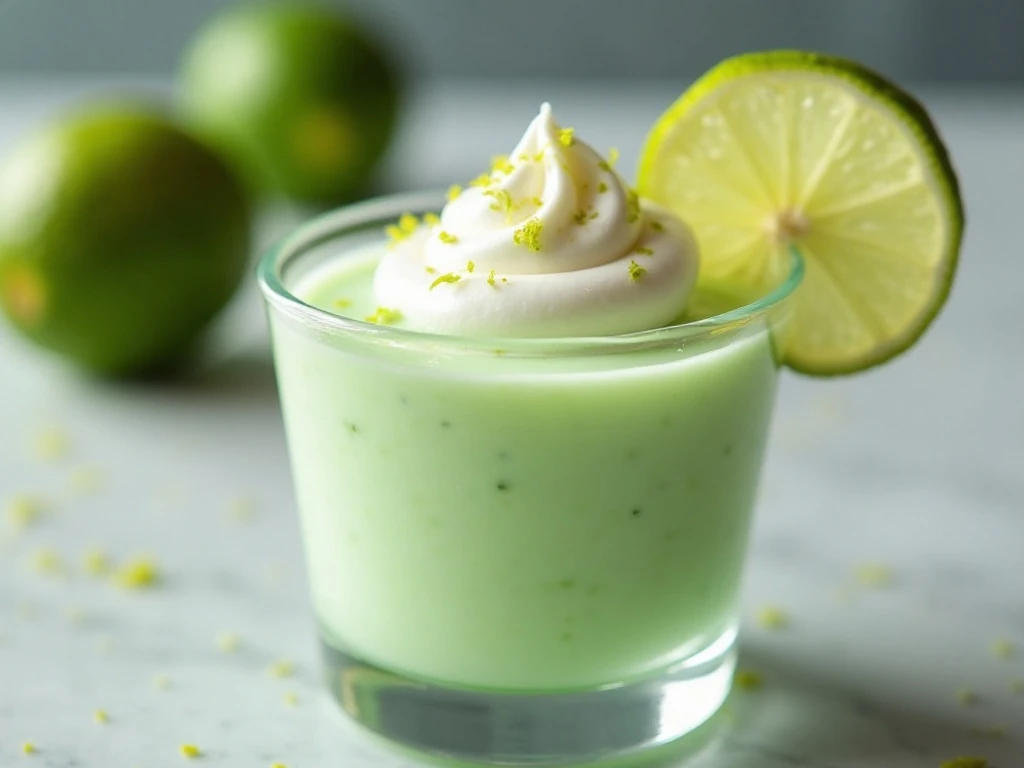 Keto key lime jello whip with lime zest garnish