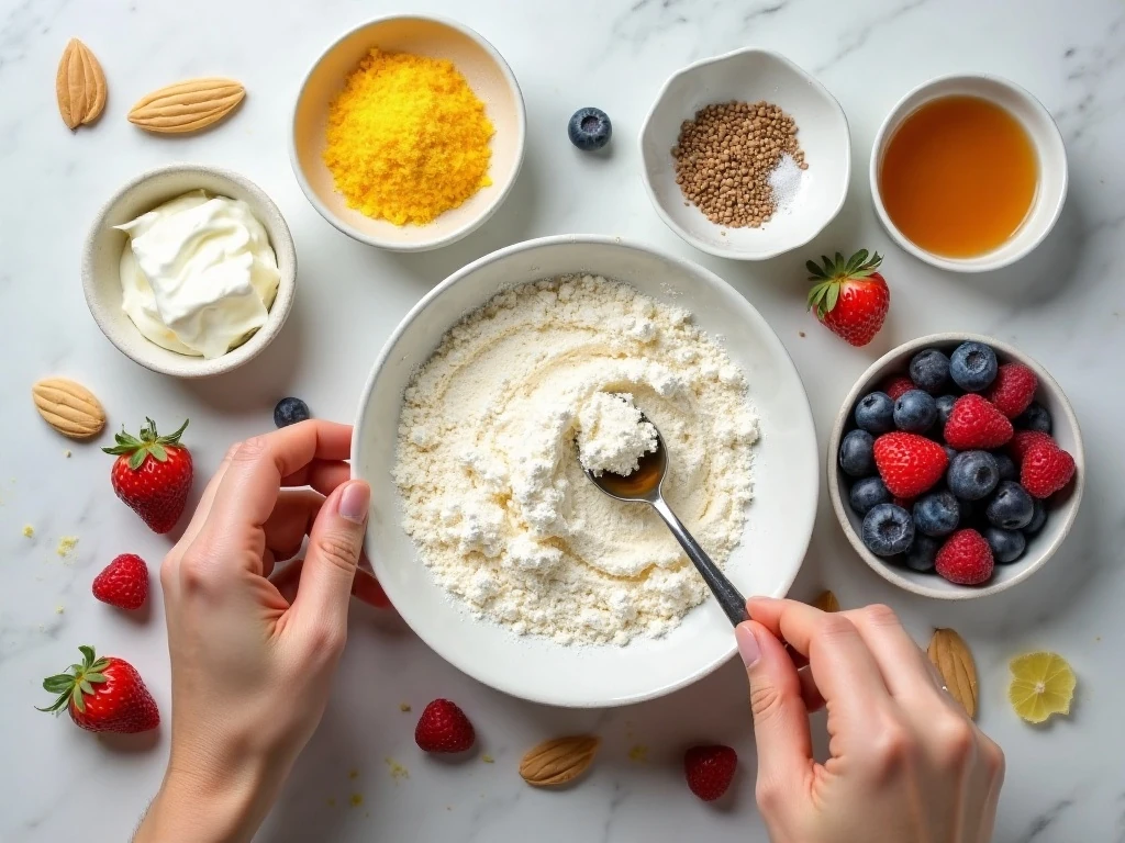 Ingredients for keto mini cheesecakes arranged for baking