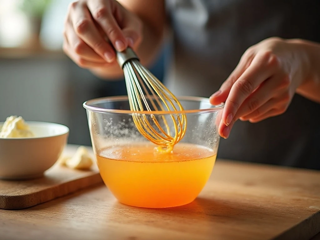Dissolving orange gelatin for keto orange fluff salad
