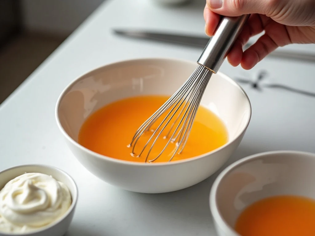 Whisking sugar-free orange gelatin for keto jello whips