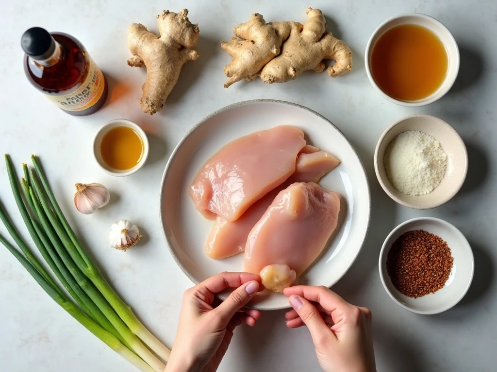 Ingredients for easy keto sesame chicken sauce and chicken