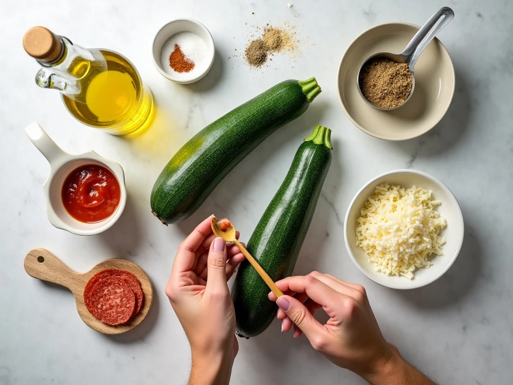 Ingredients for easy keto zucchini pizza bites