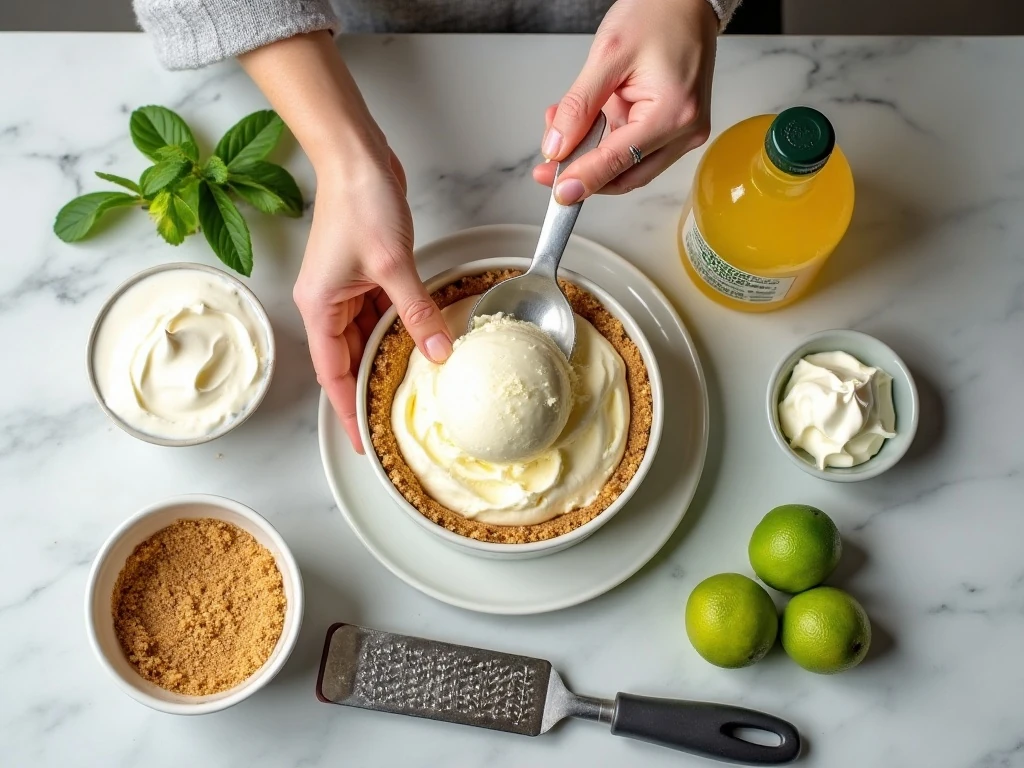 Ingredients for an easy Key lime ice cream pie